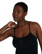 Speedo Womens ECO Endurance Plus Thinstrap Swimsuit - Close Up - Black