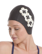 Fashy Flower Bubble Swim Cap - Black - Model