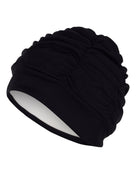 Fashy Pleated Fabric Swim Cap - Black - Product Side