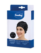 Fashy Polka Dot Fabric Swim Cap - Black/White - Packaging