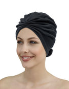 Fashy Turban Fabric Swim Cap - Black - Model