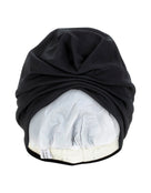 Fashy Turban Fabric Swim Cap - Black - Product Front