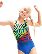 Speedo - Girls Digital Placement Medalist - Blue/Multi - Model Front Pose