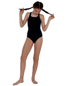 Speedo Girls Endurance Plus Medalist Swimsuit - Black - Front Full Body