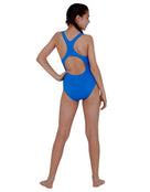 Speedo - Girls Endurance Plus Medalist Swimsuit - Neon Blue - Back Full Body