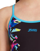 Zoggs - Girls Neon Cracker Sprintback Swimsuit - Front Logo