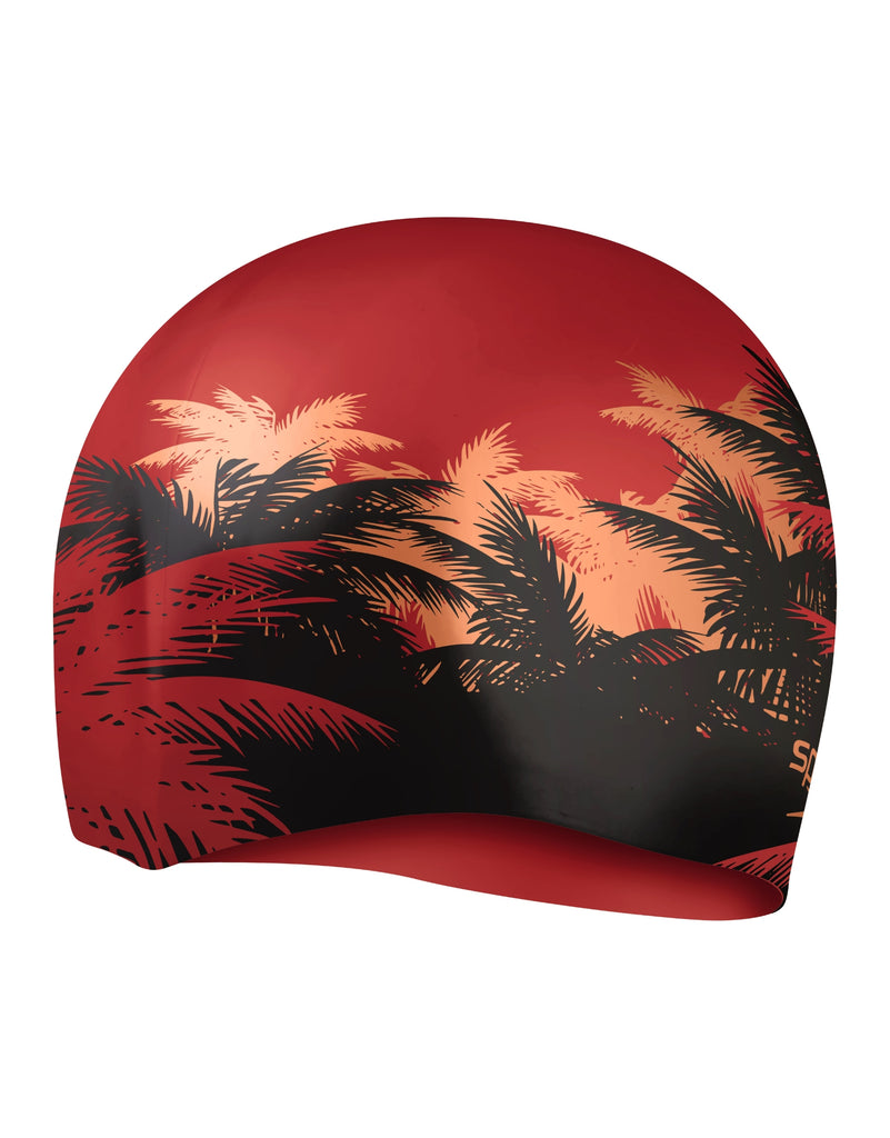 Speedo Long Hair Printed Swim Cap Black/Red Simply Swim Simply