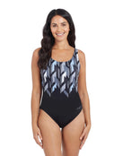 Zoggs - Womens Metropolis Print Adjustable Scoopback Swimsuit - Front Model