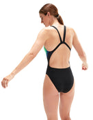 Speedo - Placement Digital Laneback Swimsuit - Swimsuit Back - Black / Blue