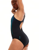 Speedo - Placement Muscleback Swimsuit - Model Side / Swimsuit Side - Black / Green