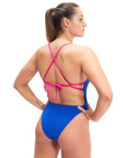 Solid Tieback Swimsuit - Blue/Pink