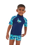Speedo - Tots Boys Printed Sun Protection Set - Blue - Model Front