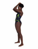 Speedo Womens Boom Placement Racerback Swimsuit - Navy/Red - Side Full Body