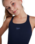 Speedo Girls Endurance Plus Medalist Swimsuit - Navy - Front Close Up