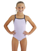TYR Girls Solid Durafast Elite Addy DiamondFit Swimsuit - Lavender - Front