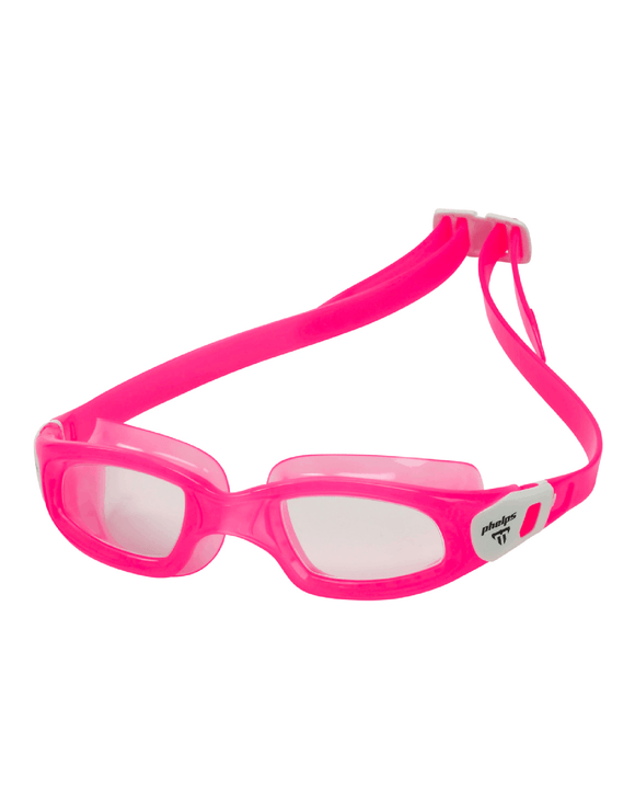 Michael Phelps - Tiburon Kid Swim Goggles - Pink/White/Clear Lens - Front/Left Side