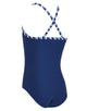 Zoggs - Tots Girls Little Gull Crossback Swimsuit - Product Front Penguin Design - Navy/White