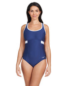 Zoggs - Dakota Crossback Swimsuit - Navy/White - Front