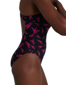 Speedo - Womens Boom Logo Allover Medalist Swimsuit - Side - Pink