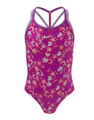 Nike - Girls Fun Forest T-Crossback Swimsuit - Pink Prime - Swimsuit Front Design/Front