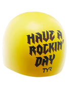 TYR - Unisex Rocker Silicone Swim Cap - Back/Have a Rockin Day