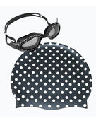 Adult Silicone Swimming Cap & Goggle Set - Polka Dot