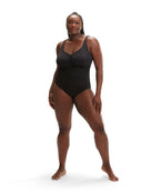 Speedo - Shaping AquaNite Swimsuit - Black/Plus Size - Model Front Full Body