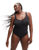 Speedo - Shaping AquaNite Swimsuit - Black/Plus Size - Model Front