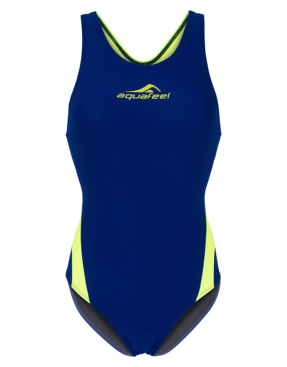 Aquafeel - Aquafeel Sporty Racerback Swimsuit - Navy/Neon Green - Product Front