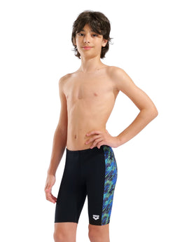 Arena - Boys Draft Swim Jammer - Black/Blue Multi - Model Front