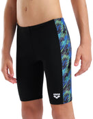 Arena - Boys Draft Swim Jammer - Black/Blue Multi - Model Front/Side