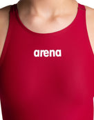 Arena - Girls Powerskin ST NEXT Open Back - Deep Red - Logo
