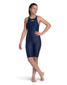 Arena - Girls Powerskin ST NEXT Open Back - Navy - Model Front Full Body