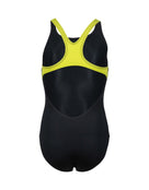 Arena - Girls Swim Pro Graphic Print Swimsuit - Black/Soft Green - Product Back