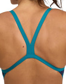 Arena - Hero Camo Challenge Back Swimsuit - Green Lake/Multi - Model Back Close Up