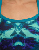 Arena - Hero Camo Challenge Back Swimsuit - Green Lake/Multi - Model Front Close Up