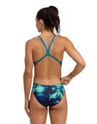 Arena - Hero Camo Challenge Back Swimsuit - Green Lake/Multi - Model Back