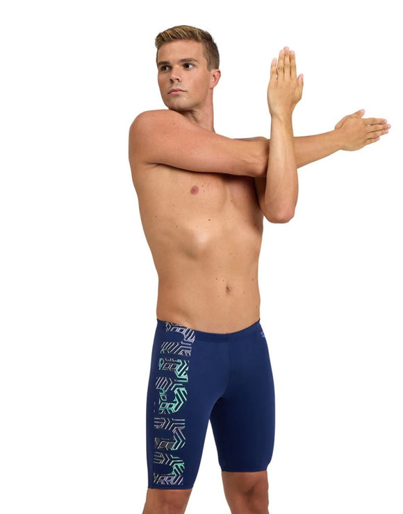Arena - Mens Kikko Pro Graphic Print Swim Jammer - Navy/Green - Model Front