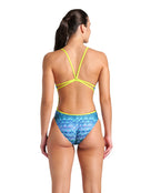 Arena - Ondulation Lace back Swimsuit - Navy/Green - Model Back