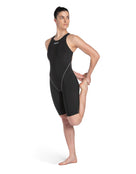 Arena - Womens Powerskin ST NEXT Open Back - Black - Model Front Full Body