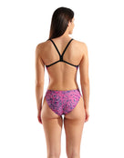 Arena - Snakeskin Challenge Back Swimsuit - Black/Pink Multi - Model Back
