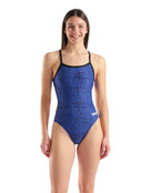 Arena - Snakeskin Challenge Back Swimsuit - Black/Team Royal - Model Front
