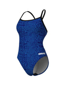 Arena - Snakeskin Challenge Back Swimsuit - Black/Team Royal - Product Front