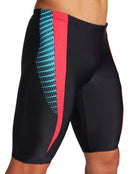 Arena - Mens Threefold Print Swim Jammer - Black/Red Anguria - Model Side Close Up