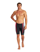 Arena - Mens Threefold Print Swim Jammer - Black/Red Anguria - Model Front Full Body