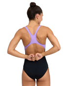 Arena-women-swimsuit-new-graphic-swim-pro-black-lavanda-back-model