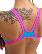 Arena-women-swimsuit-one-big-logo-one-piece-turquoise-pink-model-back