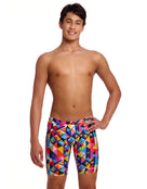 Funky Trunks - Boys Broken Blox Swim Training Jammers - Multi - Model Front/Side
