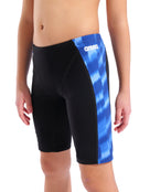 Arena - Boys Wave Swim Jammer - Black/Team Royal - Model Front Close Up
