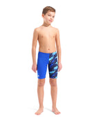 Arena - Boys Crowded Swim Jammer - Neon Blue - Model Front Full Body
